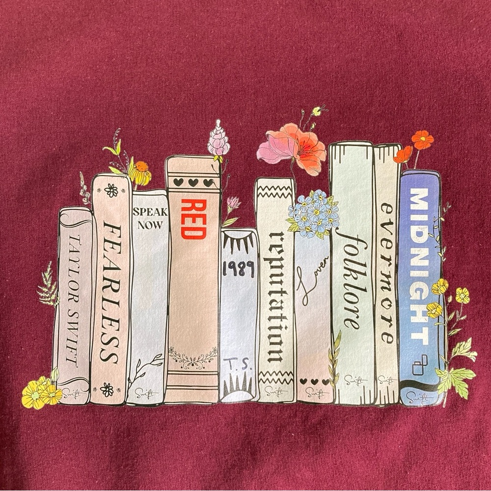 Albums as Books Burgundy Crewneck Sweatshirt‎ Unofficial  (Size L) - Picture 7 of 9